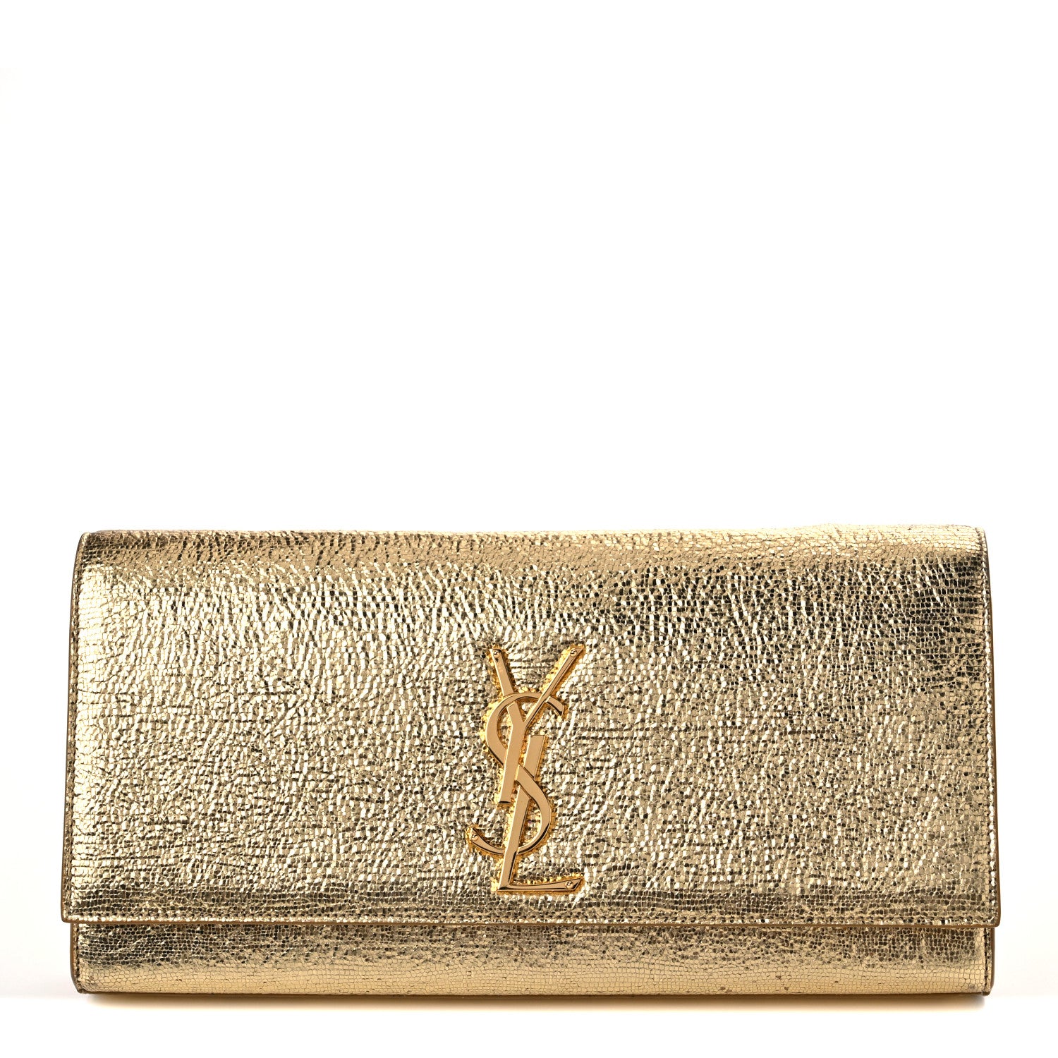 Saint Laurent Metallic Textured Calfskin Classic Monogram Cassandre Clutch Gold 1 of 9