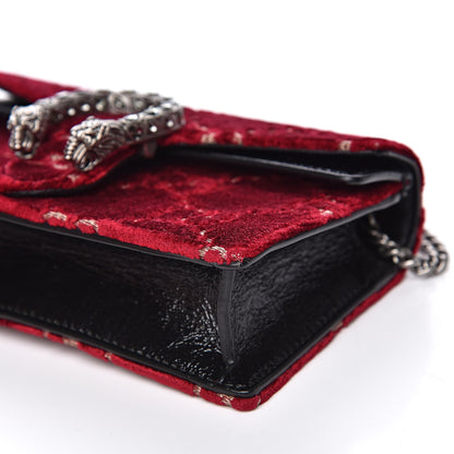Gucci Velvet GG Monogram Super Mini Dionysus Shoulder Bag Red Cipria Black 8 of 10