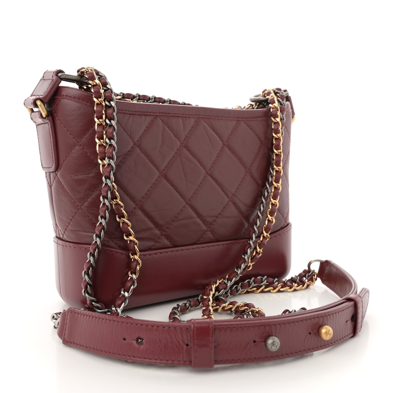 Chanel Aged Calfskin Quilted Small Gabrielle Hobo Burgundy 3 of 11