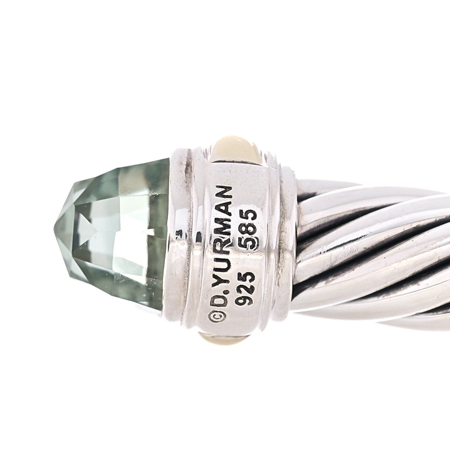 David Yurman Sterling Silver 14K Yellow Gold Prasiolite 7mm Cable Classics Bracelet 3 of 3