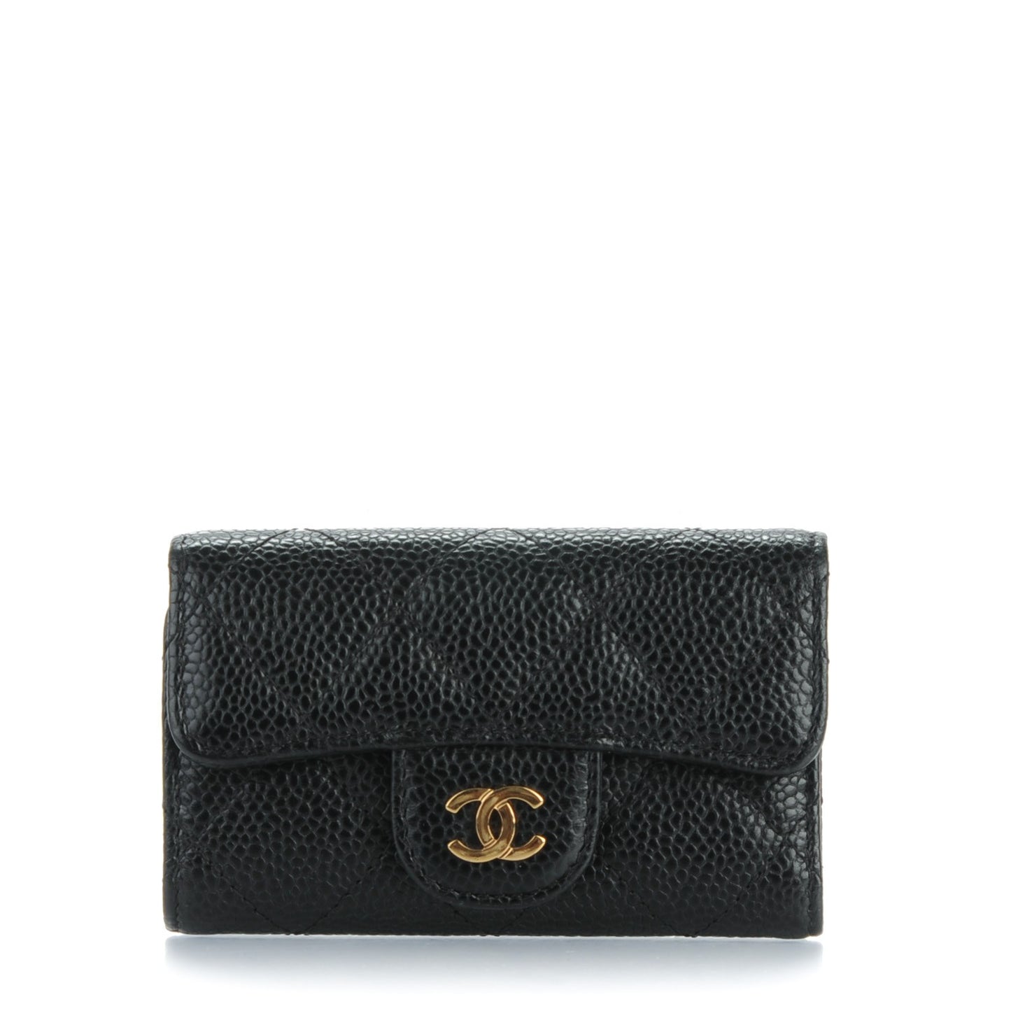 Caviar Quilted 6 Key Holder Black