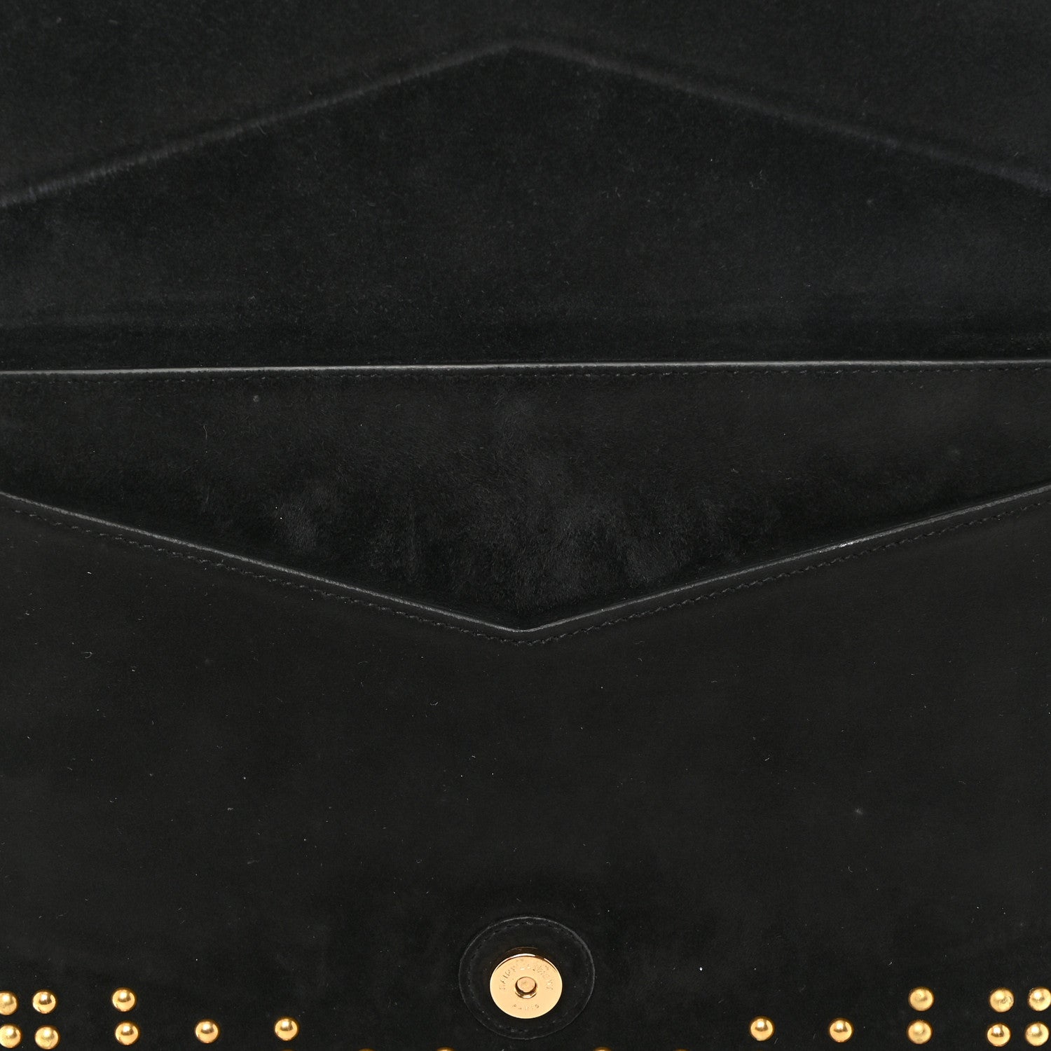 Saint Laurent Suede Studded Monogram Medium Sulpice Shoulder Bag Black 6 of 11