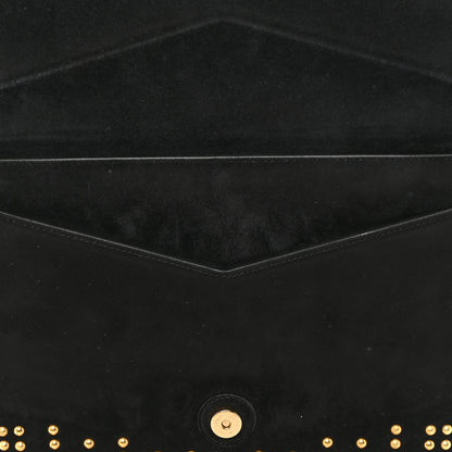 Saint Laurent Suede Studded Monogram Medium Sulpice Shoulder Bag Black 6 of 11