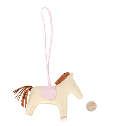Hermes Milo Lambskin Grigri Rodeo Horse Bag Charm MM Craie Gold Mauve Pale 2 of 6