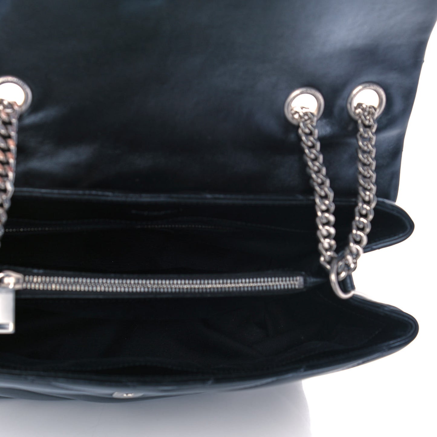Calfskin Y Quilted Monogram Medium Loulou Chain Satchel Black