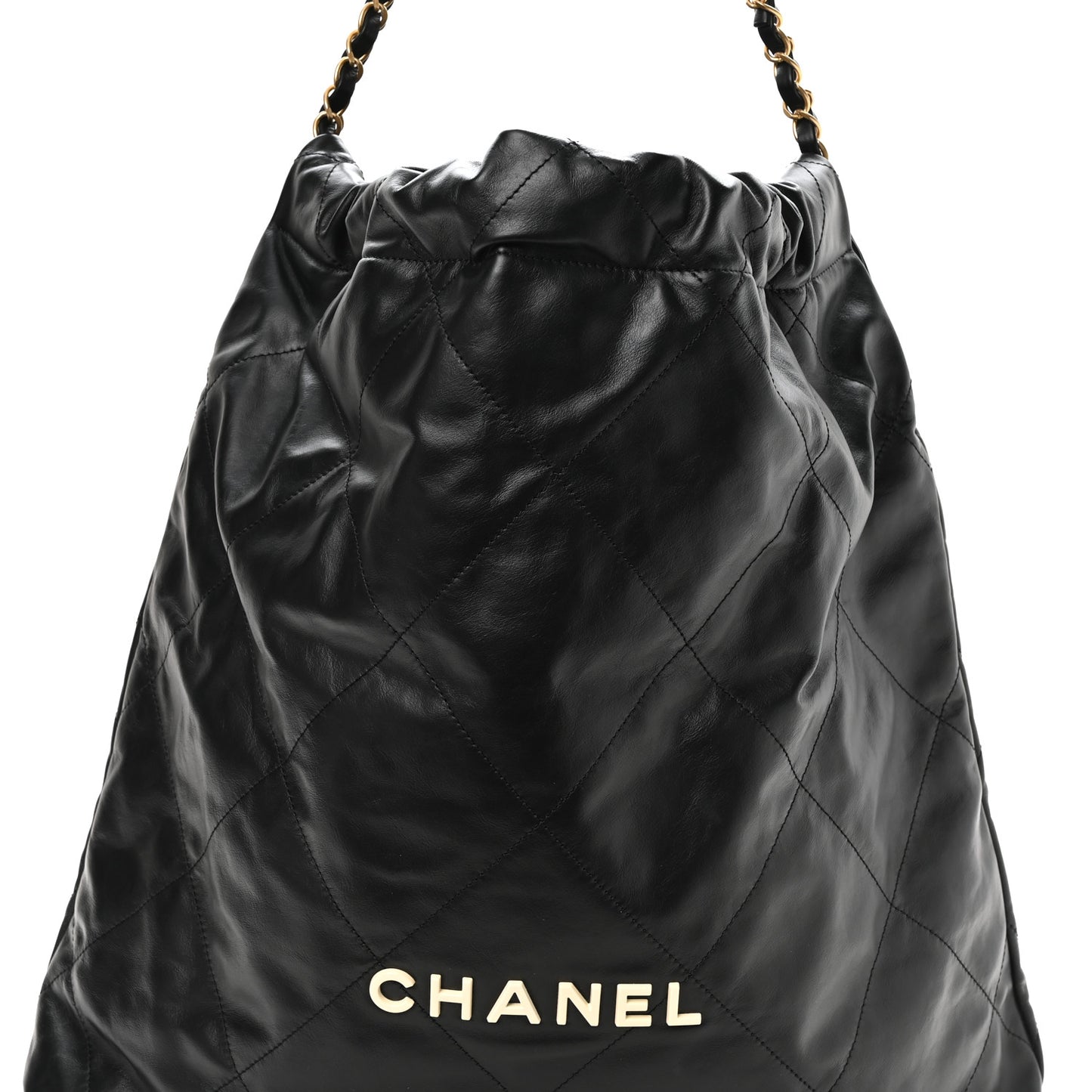 Calfskin Quilted Large Chanel 22 Black White