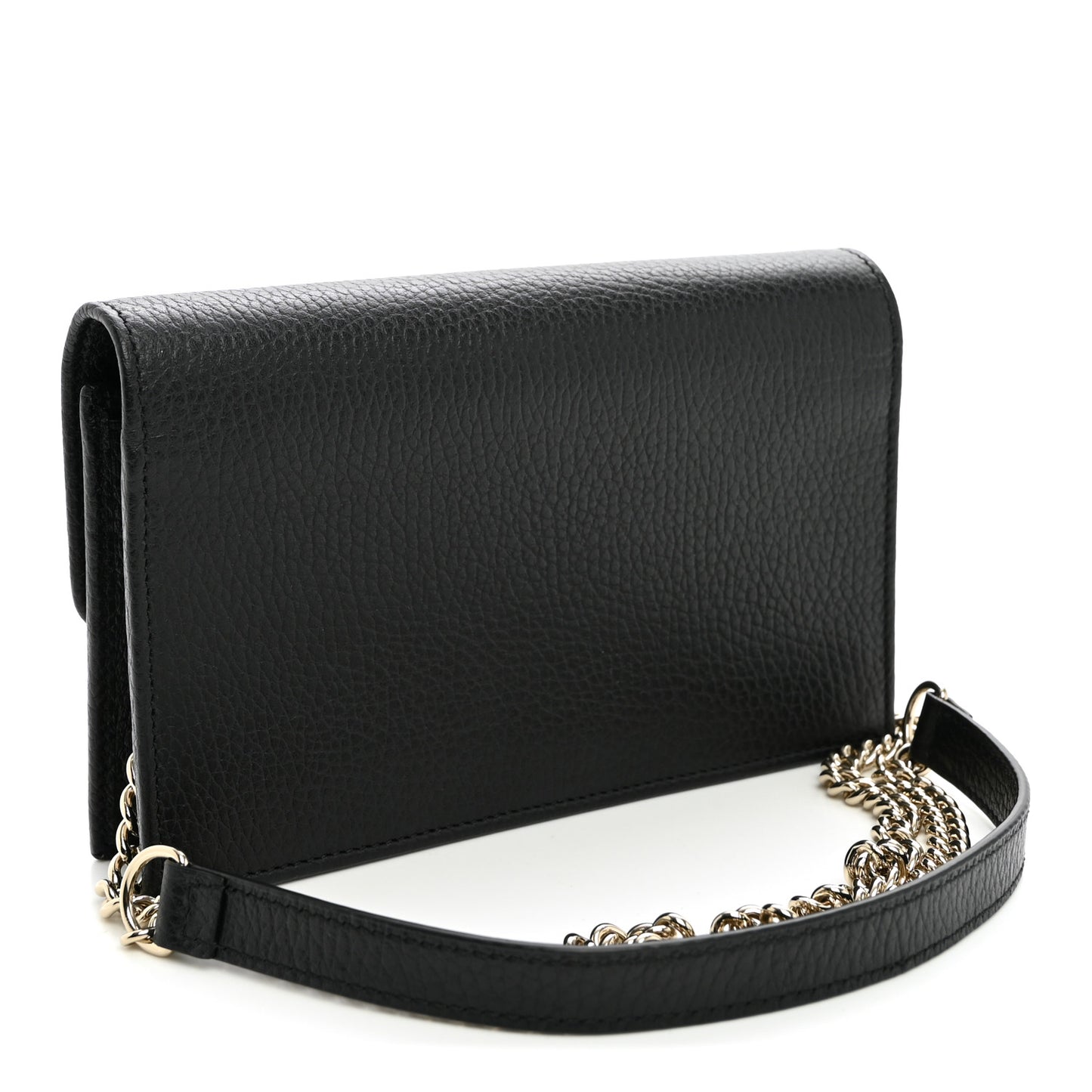 Dollar Calfskin Interlocking G Chain Wallet Black