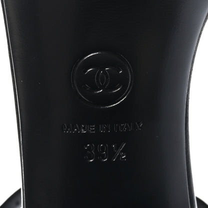 Chanel Lambskin Logo Platform Sandals 39.5 Black 7 of 9
