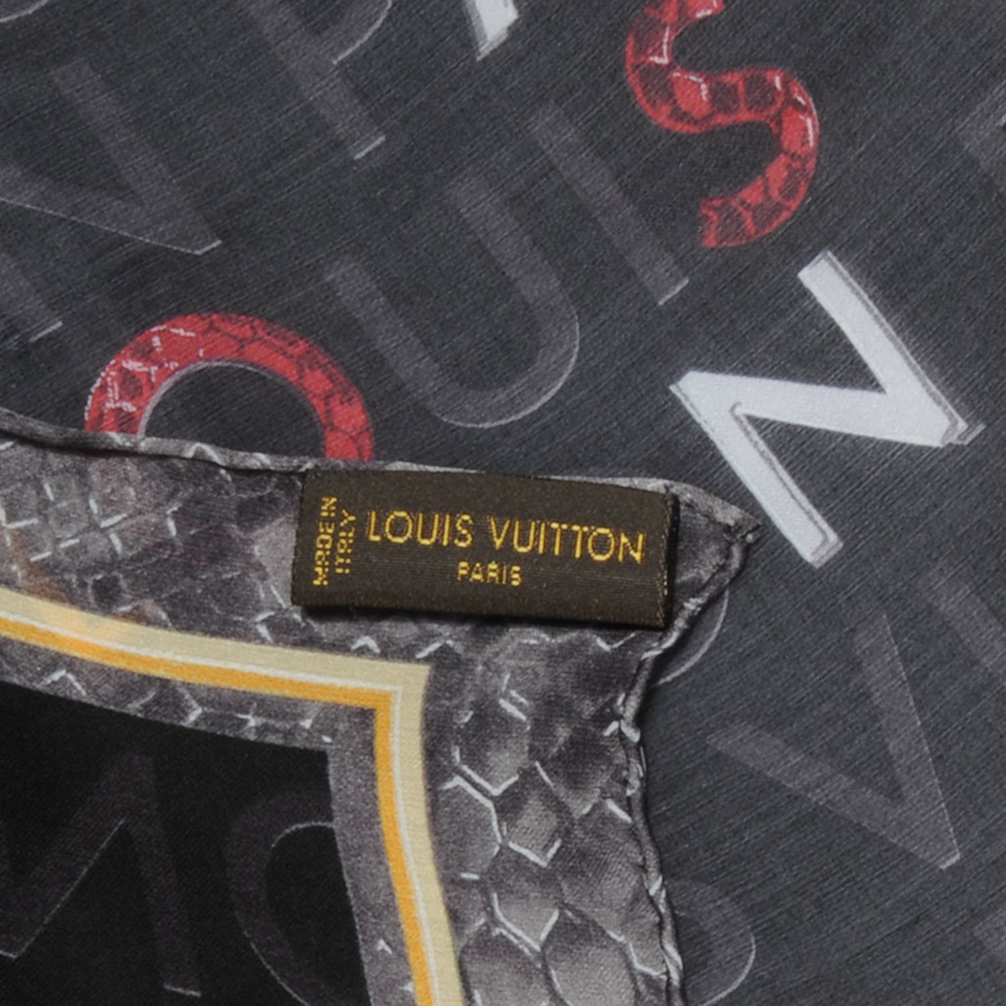 Silk Collage Lutece Square Scarf Black