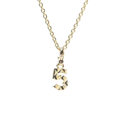 Chanel 18K Yellow Gold Quilted No.5 Charm Pendant Necklace 3 of 5