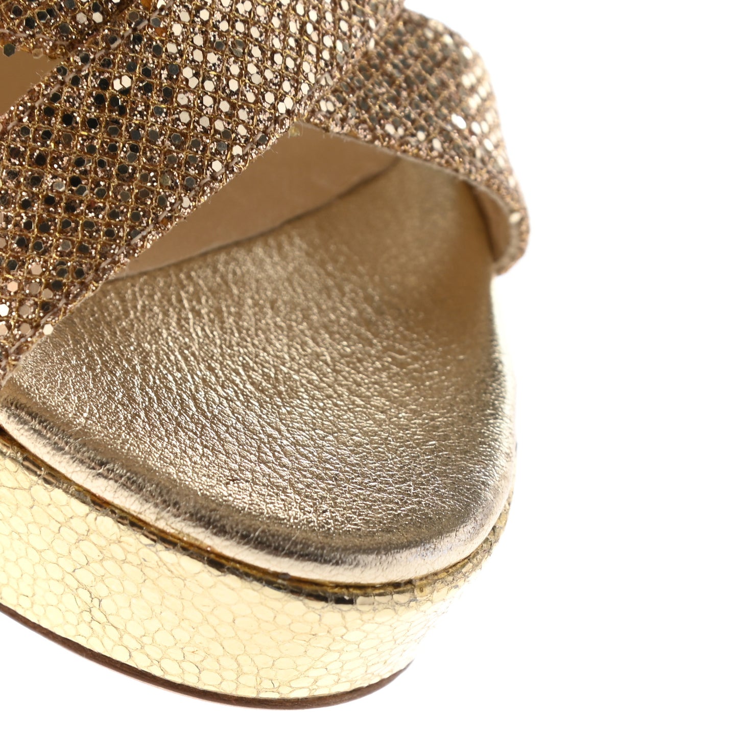 Glitter Vamp Platform Sandals 37 Gold