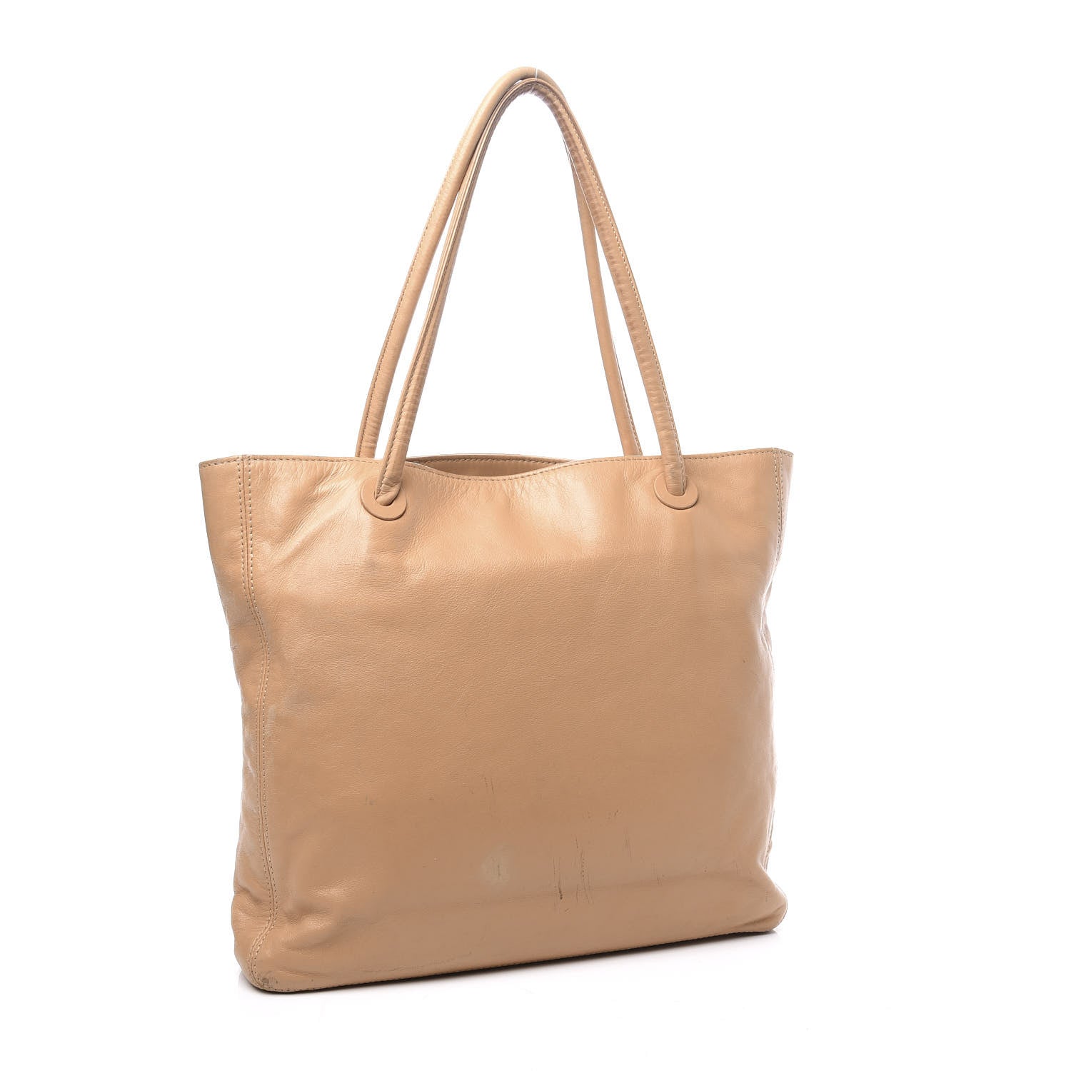 Chanel Lambskin CC Stitched Tote Beige 2 of 10