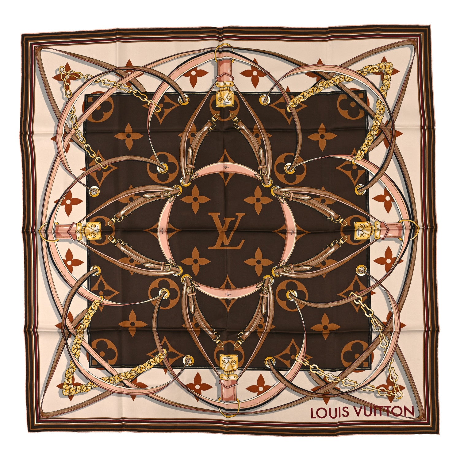 Louis Vuitton Silk Monogram Ultimate Square 90 Scarf Brown 1 of 3