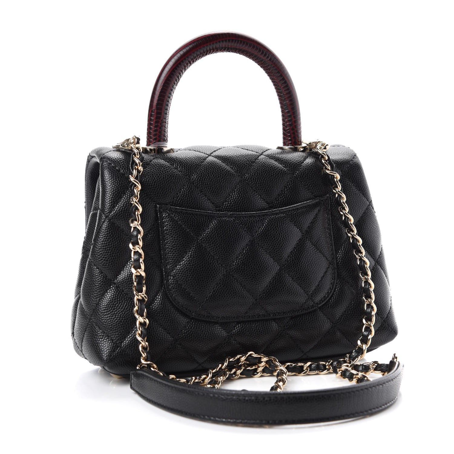 Chanel Caviar Lizard Embossed Quilted Extra Mini Coco Handle Flap Black 3 of 11
