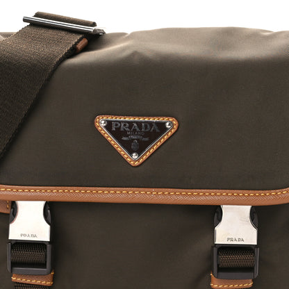 Prada Re-Nylon Saffiano Pocket Double Snap Buckle Shoulder Bag Bruciato Caramel 8 of 12