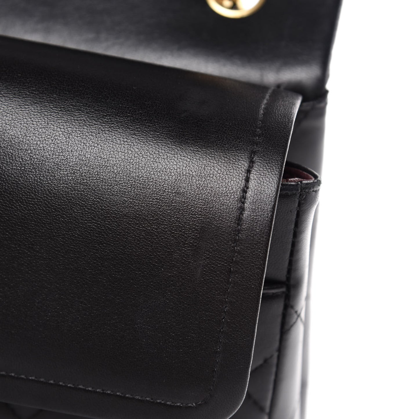 Lambskin Quilted Jumbo Double Flap Black