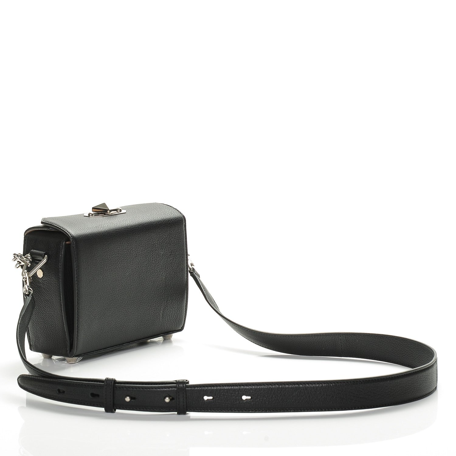 Alexander McQueen Silky Amish Grain Calfskin Box Shoulder Bag 19 Black 3 of 6