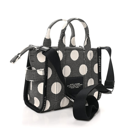 Marc Jacobs Cotton Canvas Polka Dot Small The Jacquard Tote Bag Black Ivory 2 of 8