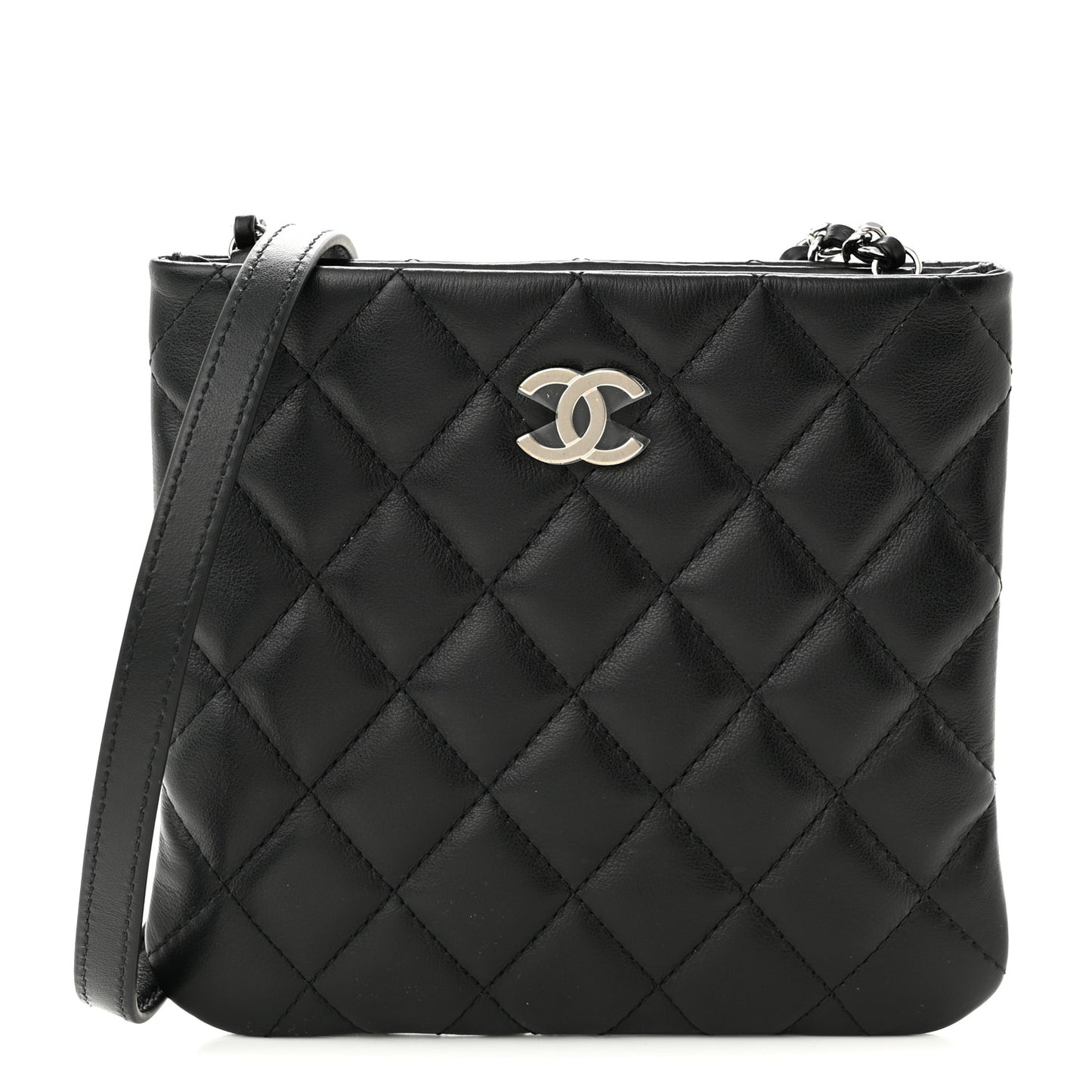 Lambskin Quilted Crossbody Bag Black