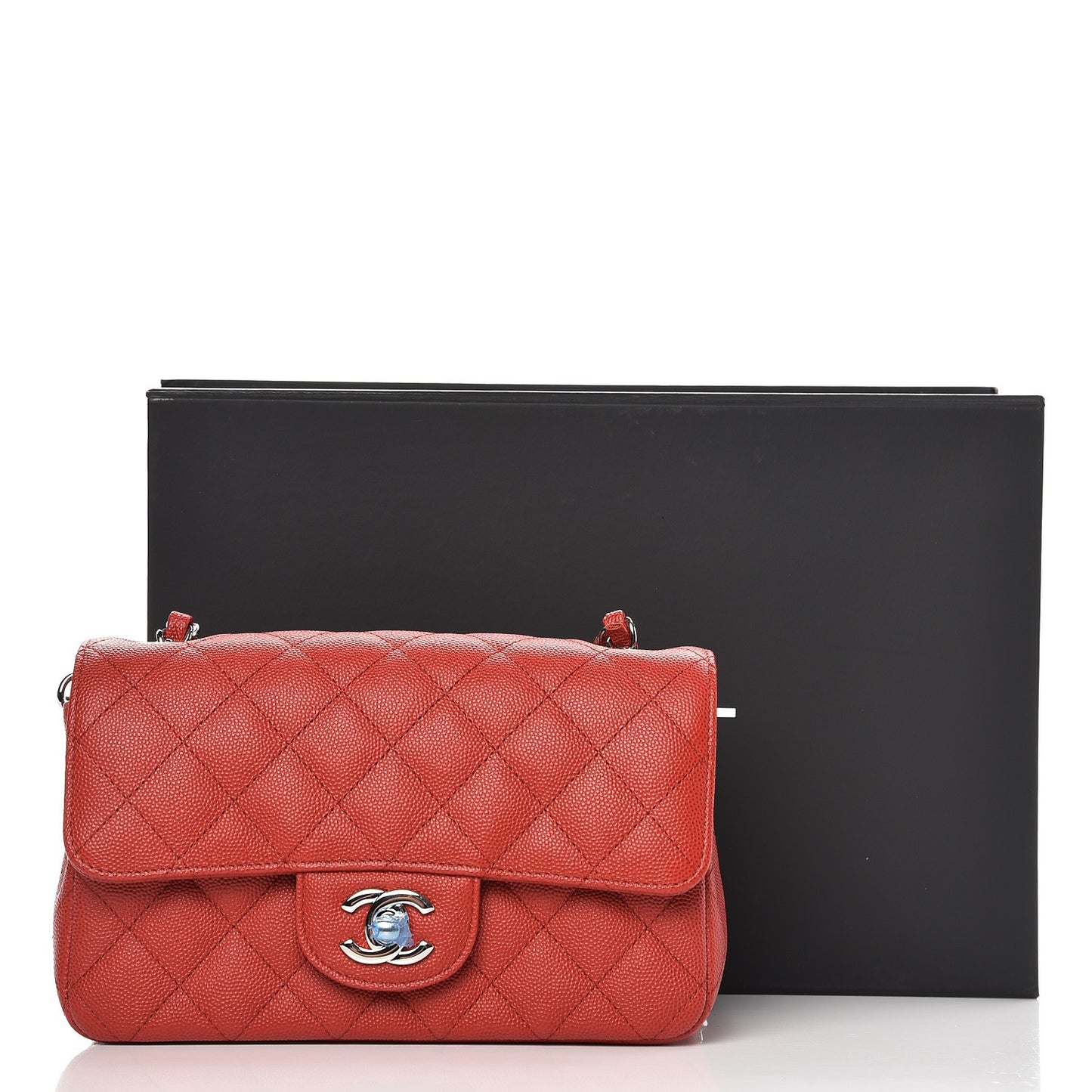 Caviar Quilted Mini Rectangular Flap Red