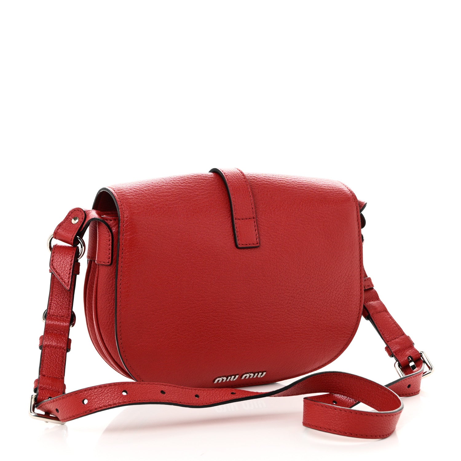 Miu Miu Goatskin Madras Flap Shoulder Bag Fuoco 3 of 9