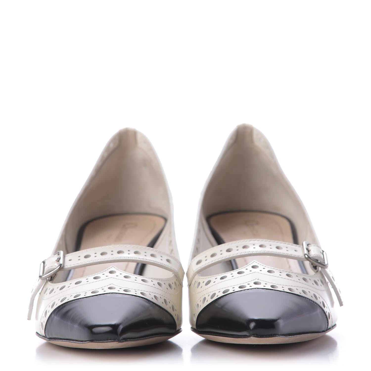 Christian Dior Brushed Calfskin Spectadior 45mm Pumps 36.5 Black Off White 2 of 12