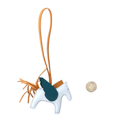 Hermes Milo Lambskin Grigri Rodeo Pegase Horse Bag Charm PM Bleu Brume Sesame Vert Bosphore 2 of 5