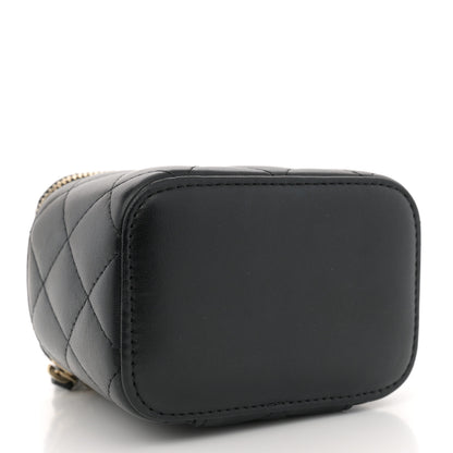 Chanel Lambskin Quilted Mini Pearl Crush Vanity Case With Chain Black 4 of 11