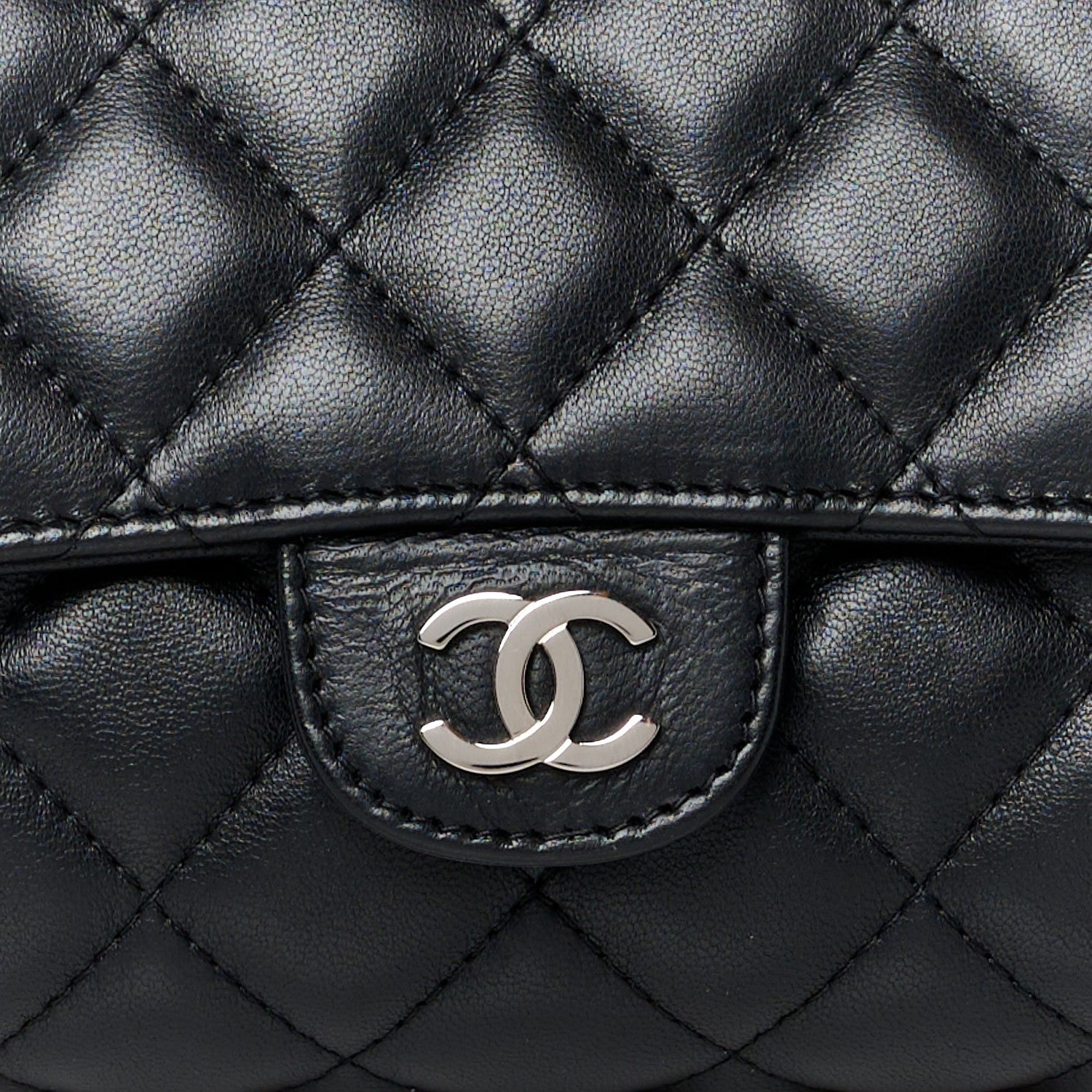 Chanel Lambskin Quilted Flap Cosmetic Case Black 8 of 11