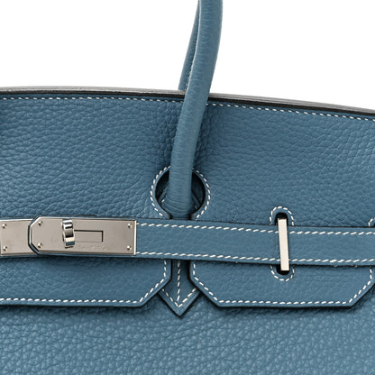 Hermes Taurillon Clemence Birkin 35 Blue Jean 7 of 19