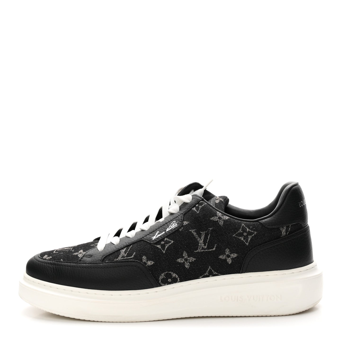 Denim Calfskin Mens Beverly Hills Sneakers 8.5 Black