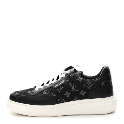 Louis Vuitton Denim Calfskin Mens Beverly Hills Sneakers 8.5 Black 1 of 9