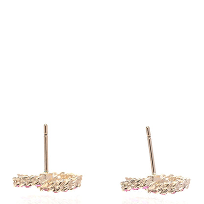 Chanel Crystal CC Earrings Gold Pink 3 of 4