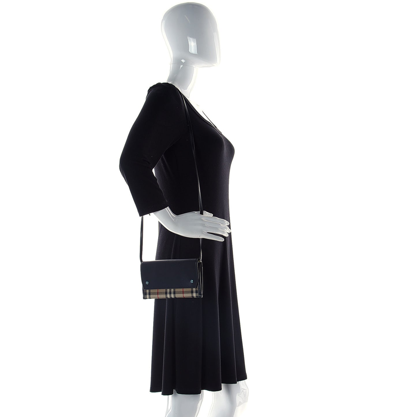 Calfskin Vintage Check Phone Pocket Crossbody Archive Beige Black