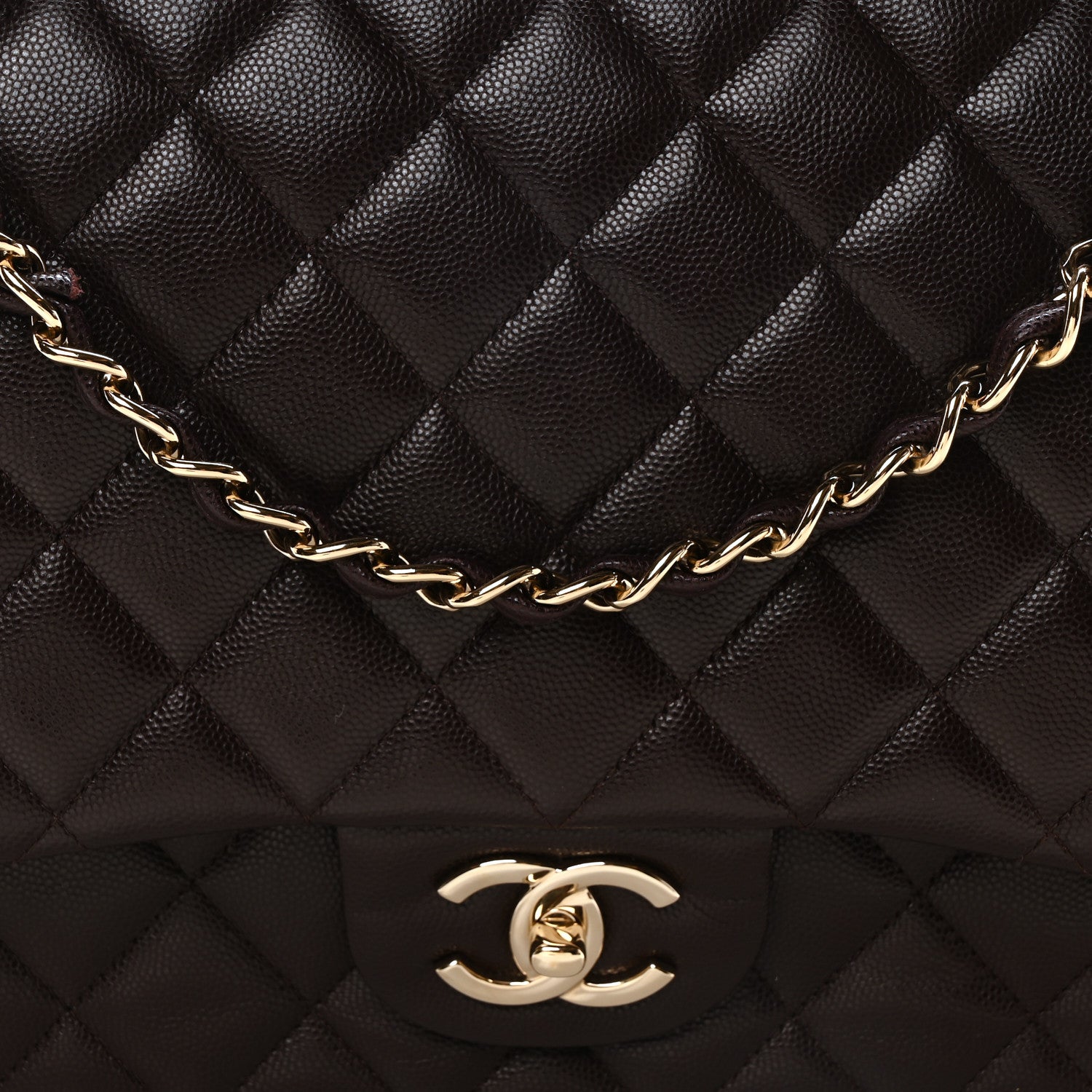 Chanel Caviar Quilted Maxi Double Flap Burgundy 8 of 10