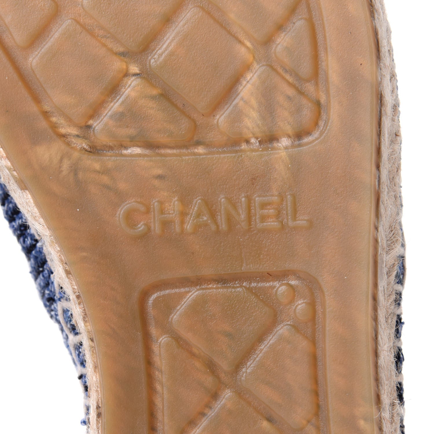 Chanel Cotton Tweed CC Espadrilles 38 Blue Ecru Black 8 of 11