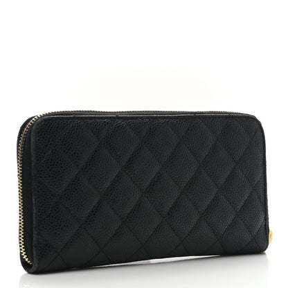 Chanel Caviar Quilted Large Gusset Zip Around Wallet Black 3 of 10