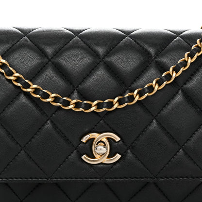 Chanel Lambskin Quilted CC Pearl Crush Wallet on Chain WOC Black 9 of 11