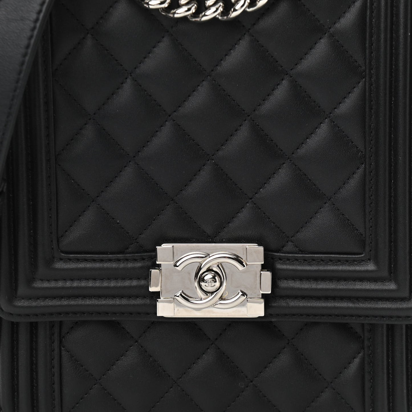 Calfskin Quilted North South Boy Flap Black