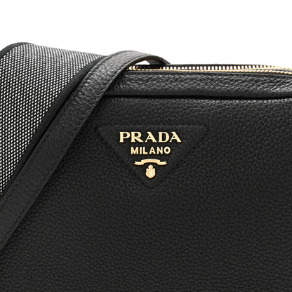 Prada Vitello Daino Soft Medium Double Zip Shoulder Bag Black 8 of 10