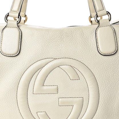 Gucci Pebbled Calfskin Large Soho Top Handle Bag Off White 8 of 19