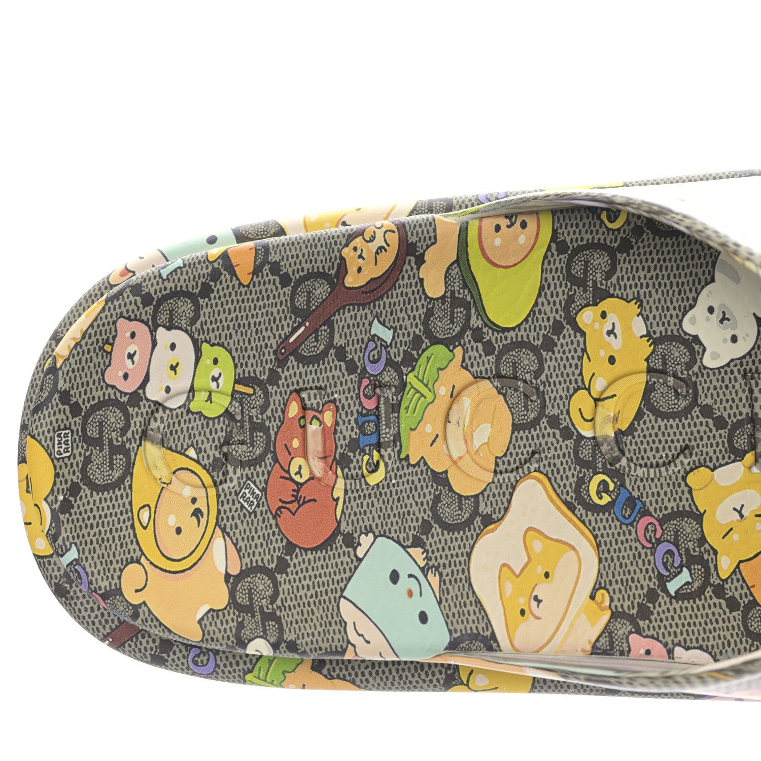 Gucci X PIKARAR Cubic Rubber Monogram Animal Print Womens Interlocking G Platform 42mm Slide Sandals 37 Beige Ebony Multicolor 7 of 8