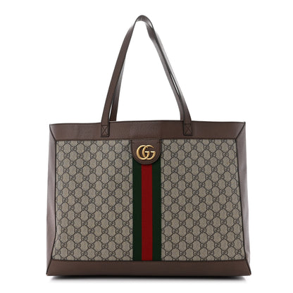 Gucci GG Supreme Monogram Web Ophidia Tote Brown 1 of 15