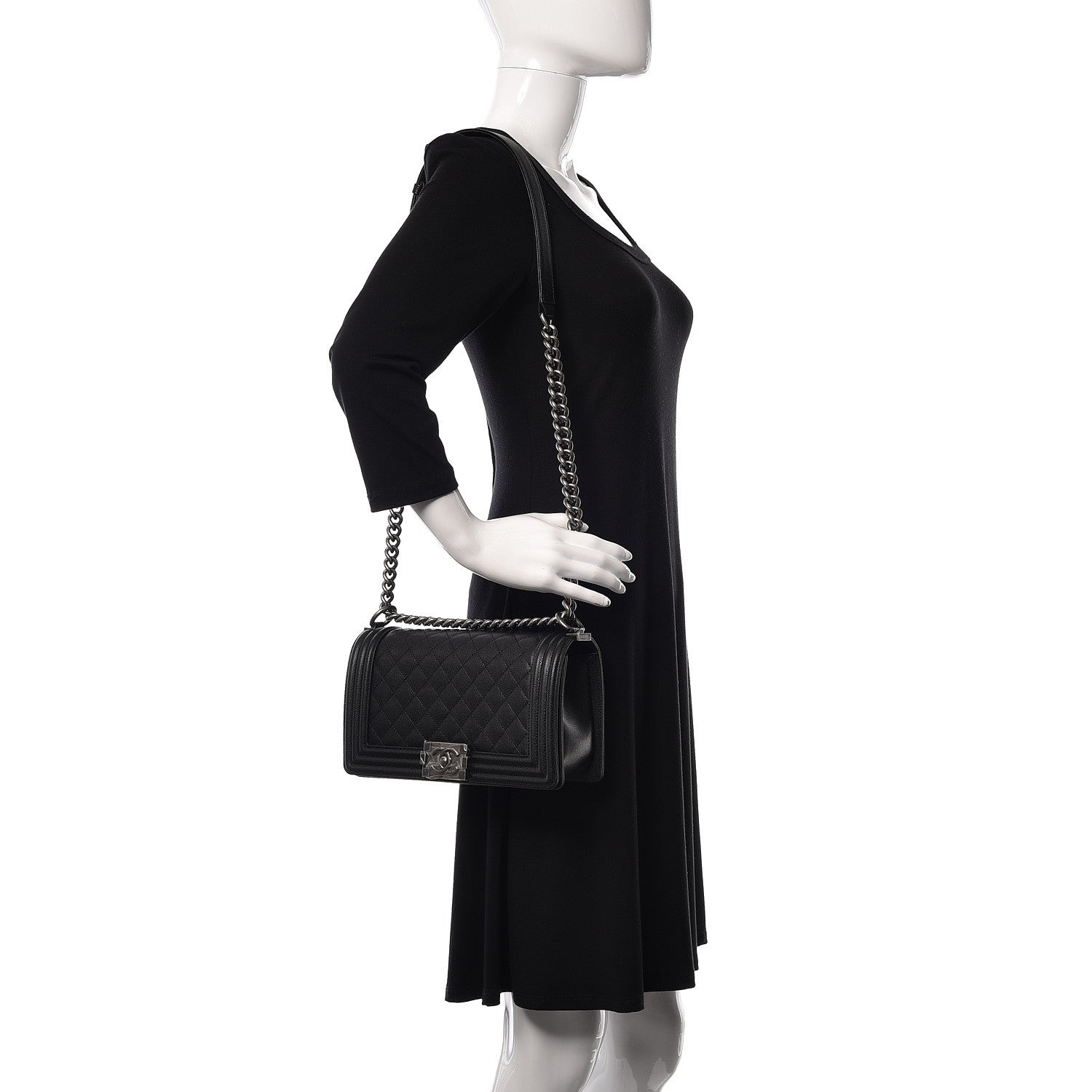 Chanel Caviar Quilted Medium Boy Flap Black 2 of 11