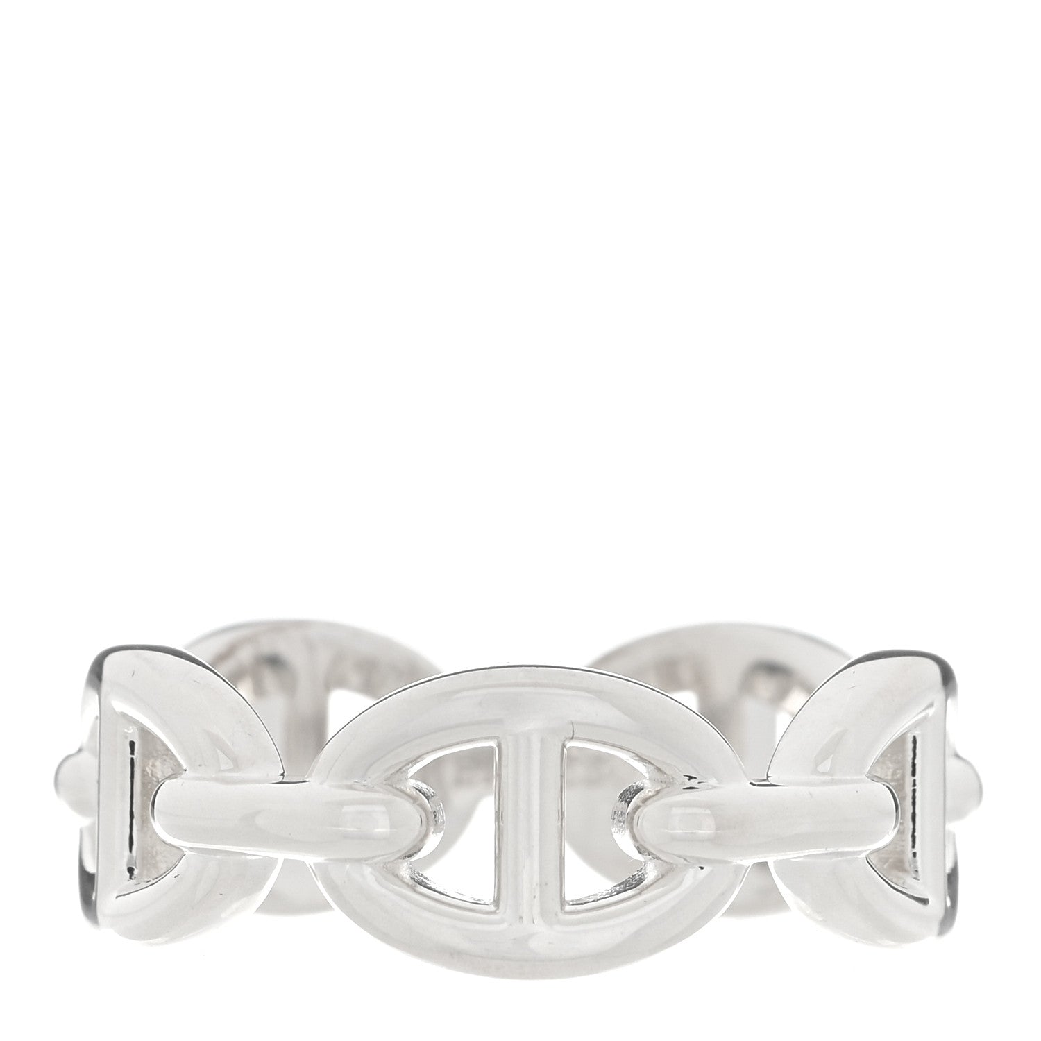 Hermes Sterling Silver PM Chaine d'Ancre Enchainee Band Ring 53 6.25 1 of 5