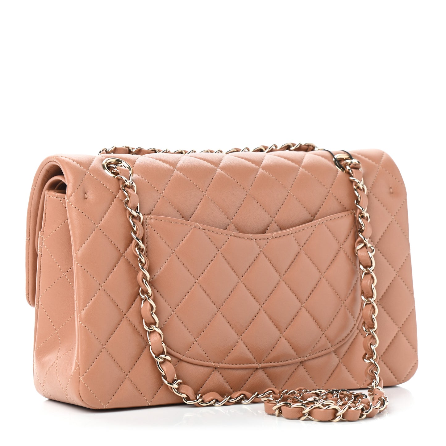 Lambskin Quilted Medium Double Flap Brown