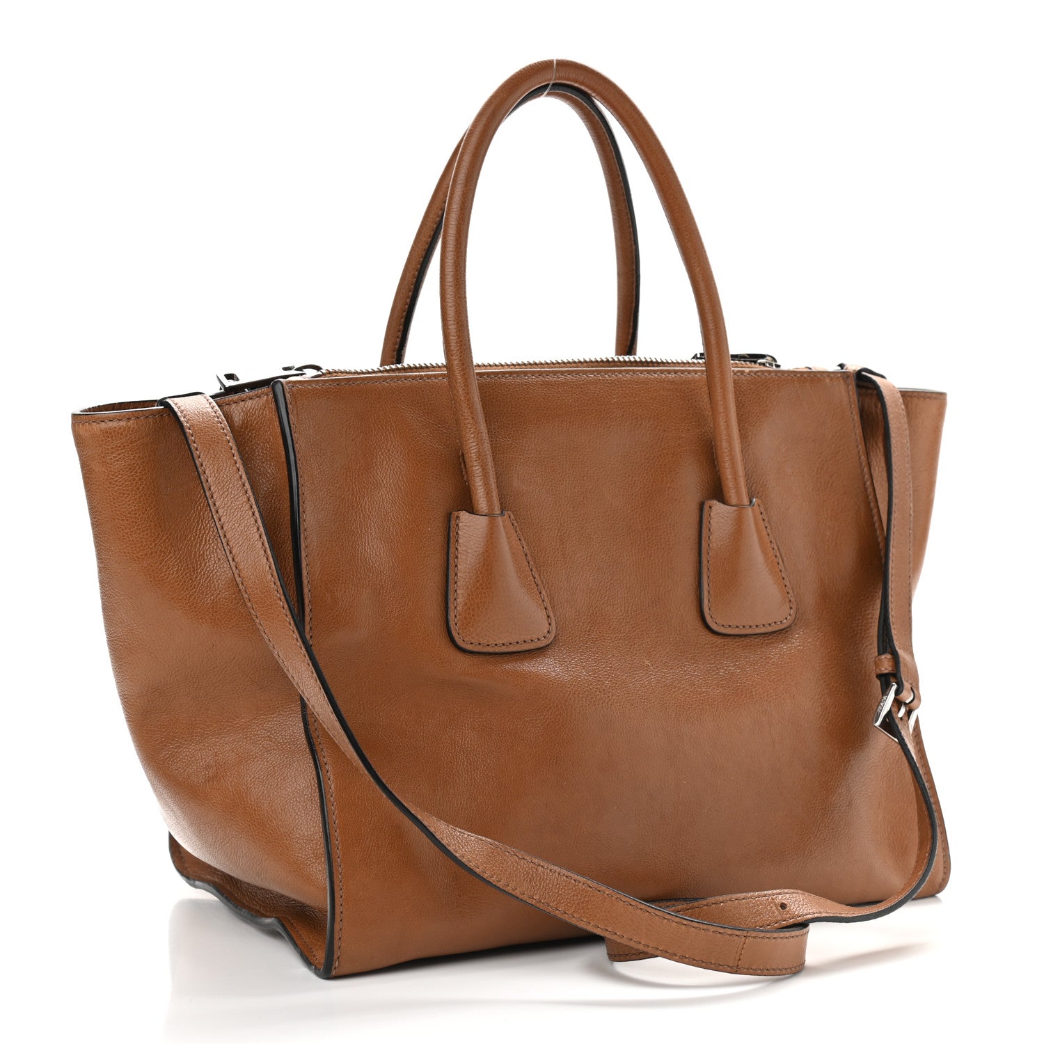 Prada Glace Calf Twin Pocket Tote Cannella 3 of 16