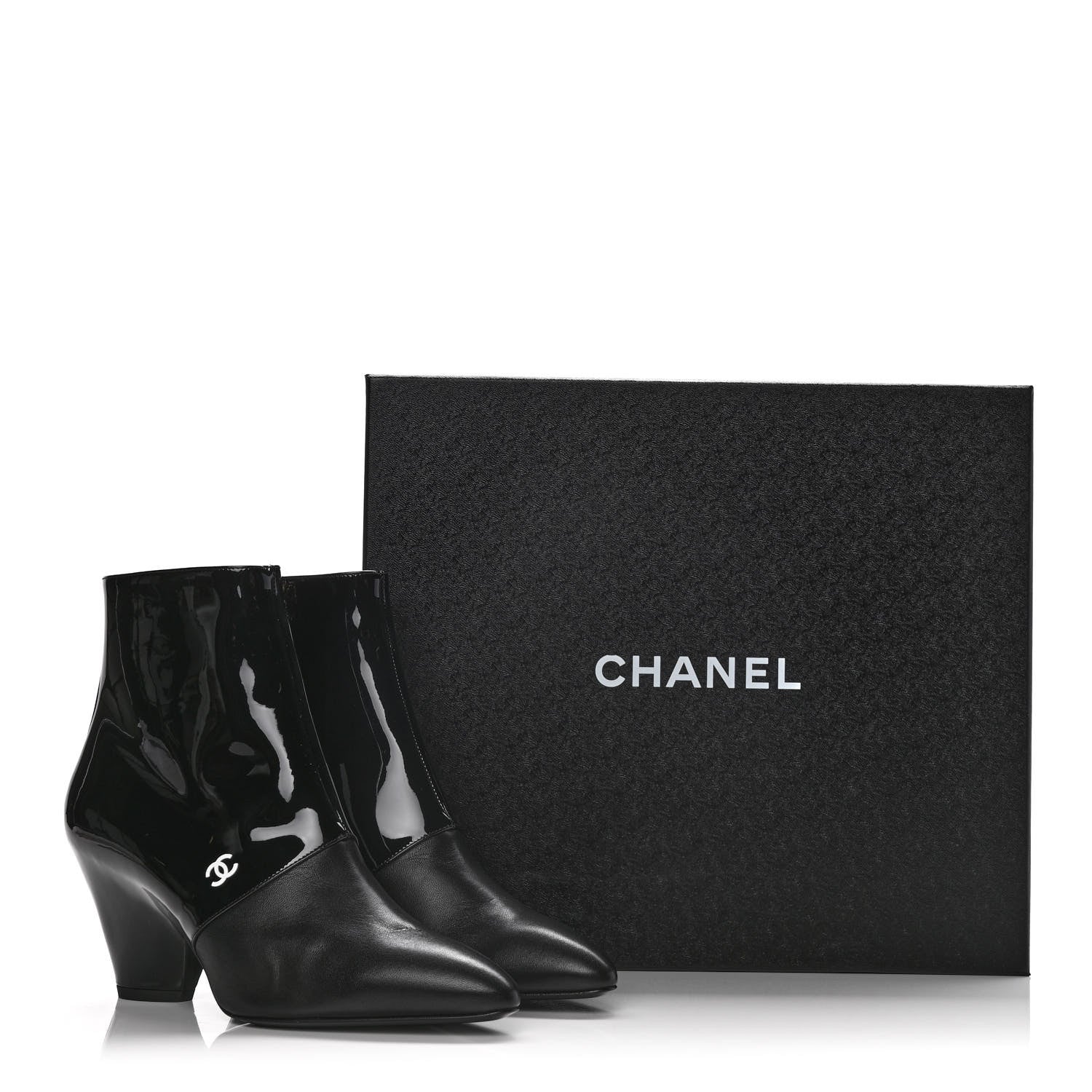 Chanel Lambskin Patent Calfskin Short Ankle Boots 36.5 Black 13 of 13