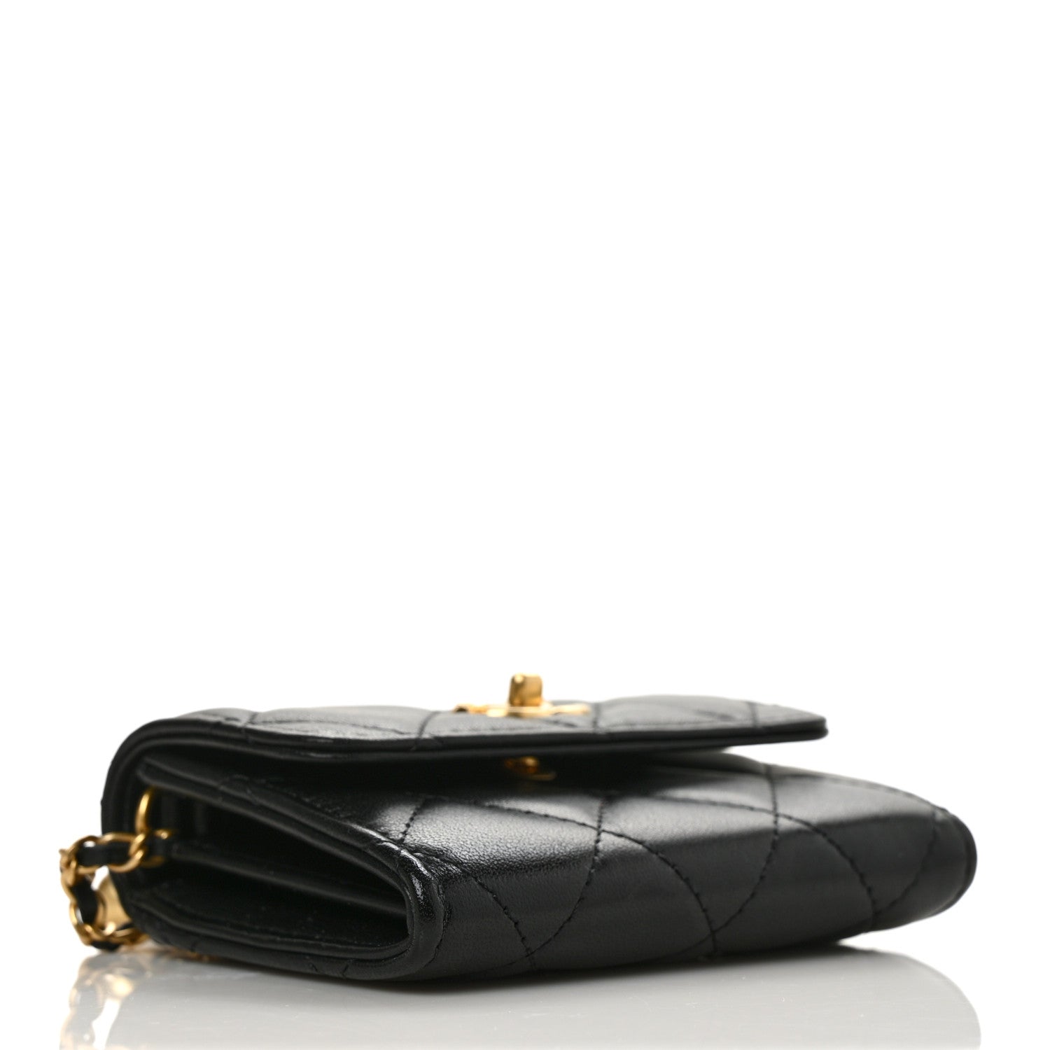 Chanel Lambskin Quilted Pearl Crush Clutch With Chain Black 3 of 8