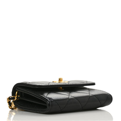 Chanel Lambskin Quilted Pearl Crush Clutch With Chain Black 3 of 8